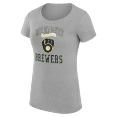 Heather Gray Milwaukee Brewers G-III 4Her by Carl Banks Women's Super-Slim Fit Lightweight Team Logo Graphic T-Shirt
