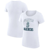 White Seattle Mariners G-III 4Her by Carl Banks Women's Super-Slim Fit Lightweight Team Logo Graphic T-Shirt