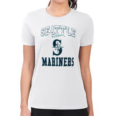 White Seattle Mariners G-III 4Her by Carl Banks Women's Super-Slim Fit Lightweight Team Logo Graphic T-Shirt