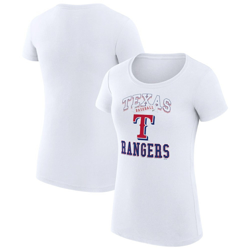 White Texas Rangers G-III 4Her by Carl Banks Women's Super-Slim Fit Lightweight Team Logo Graphic T-Shirt
