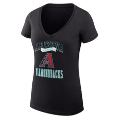 Black Arizona Diamondbacks G-III 4Her by Carl Banks Women's Super-Slim Fit Lightweight Team Logo Graphic V-Neck T-Shirt