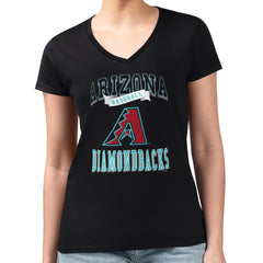 Black Arizona Diamondbacks G-III 4Her by Carl Banks Women's Super-Slim Fit Lightweight Team Logo Graphic V-Neck T-Shirt