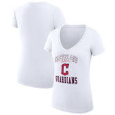 White Cleveland Guardians G-III 4Her by Carl Banks Women's Super-Slim Fit Lightweight Team Logo Graphic V-Neck T-Shirt