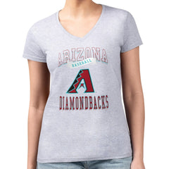 Heather Gray Arizona Diamondbacks G-III 4Her by Carl Banks Women's Super-Slim Fit Lightweight Team Logo Graphic V-Neck T-Shirt