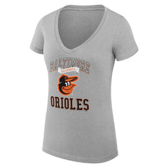 Heather Gray Baltimore Orioles G-III 4Her by Carl Banks Women's Super-Slim Fit Lightweight Team Logo Graphic V-Neck T-Shirt