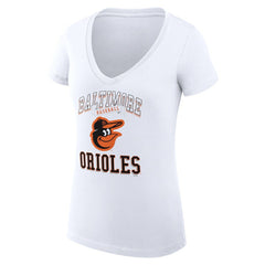 White Baltimore Orioles G-III 4Her by Carl Banks Women's Super-Slim Fit Lightweight Team Logo Graphic V-Neck T-Shirt