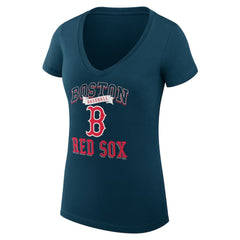 Navy Boston Red Sox G-III 4Her by Carl Banks Women's Super-Slim Fit Lightweight Team Logo Graphic V-Neck T-Shirt