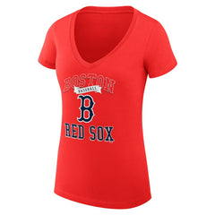 Red Boston Red Sox G-III 4Her by Carl Banks Women's Super-Slim Fit Lightweight Team Logo Graphic V-Neck T-Shirt