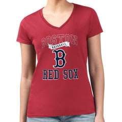 Red Boston Red Sox G-III 4Her by Carl Banks Women's Super-Slim Fit Lightweight Team Logo Graphic V-Neck T-Shirt