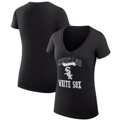 Black Chicago White Sox G-III 4Her by Carl Banks Women's Super-Slim Fit Lightweight Team Logo Graphic V-Neck T-Shirt