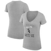 Heather Gray Chicago White Sox G-III 4Her by Carl Banks Women's Super-Slim Fit Lightweight Team Logo Graphic V-Neck T-Shirt