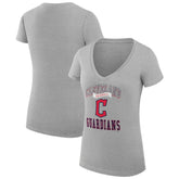 Heather Gray Cleveland Guardians G-III 4Her by Carl Banks Women's Super-Slim Fit Lightweight Team Logo Graphic V-Neck T-Shirt