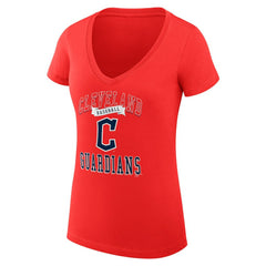 Red Cleveland Guardians G-III 4Her by Carl Banks Women's Super-Slim Fit Lightweight Team Logo Graphic V-Neck T-Shirt