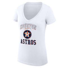 White Houston Astros G-III 4Her by Carl Banks Women's Super-Slim Fit Lightweight Team Logo Graphic V-Neck T-Shirt