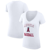 White Los Angeles Angels G-III 4Her by Carl Banks Women's Super-Slim Fit Lightweight Team Logo Graphic V-Neck T-Shirt