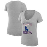 Heather Gray Los Angeles Dodgers G-III 4Her by Carl Banks Women's Super-Slim Fit Lightweight Team Logo Graphic V-Neck T-Shirt
