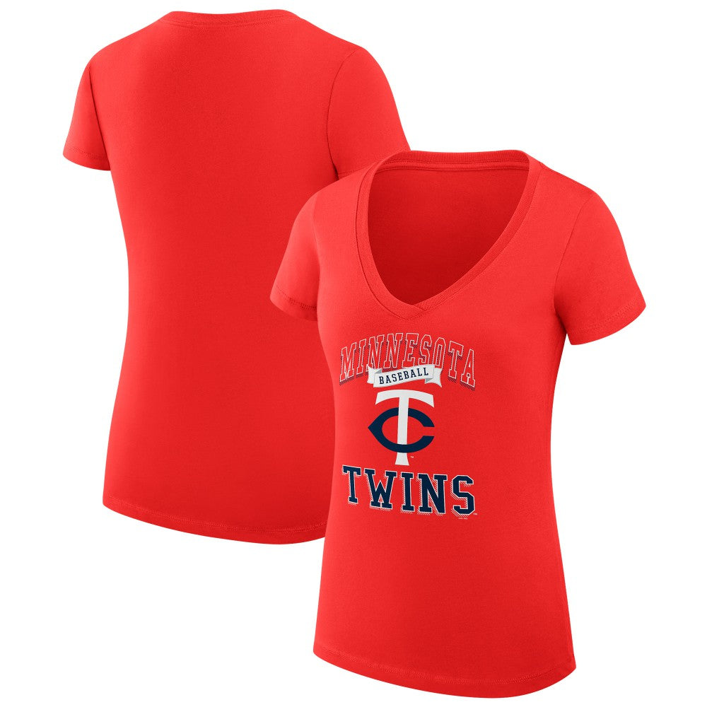 Red Minnesota Twins G-III 4Her by Carl Banks Women's Super-Slim Fit Lightweight Team Logo Graphic V-Neck T-Shirt
