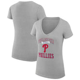 Heather Gray Philadelphia Phillies G-III 4Her by Carl Banks Women's Super-Slim Fit Lightweight Team Logo Graphic V-Neck T-Shirt