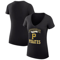 Black Pittsburgh Pirates G-III 4Her by Carl Banks Women's Super-Slim Fit Lightweight Team Logo Graphic V-Neck T-Shirt
