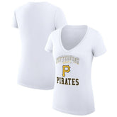 White Pittsburgh Pirates G-III 4Her by Carl Banks Women's Super-Slim Fit Lightweight Team Logo Graphic V-Neck T-Shirt