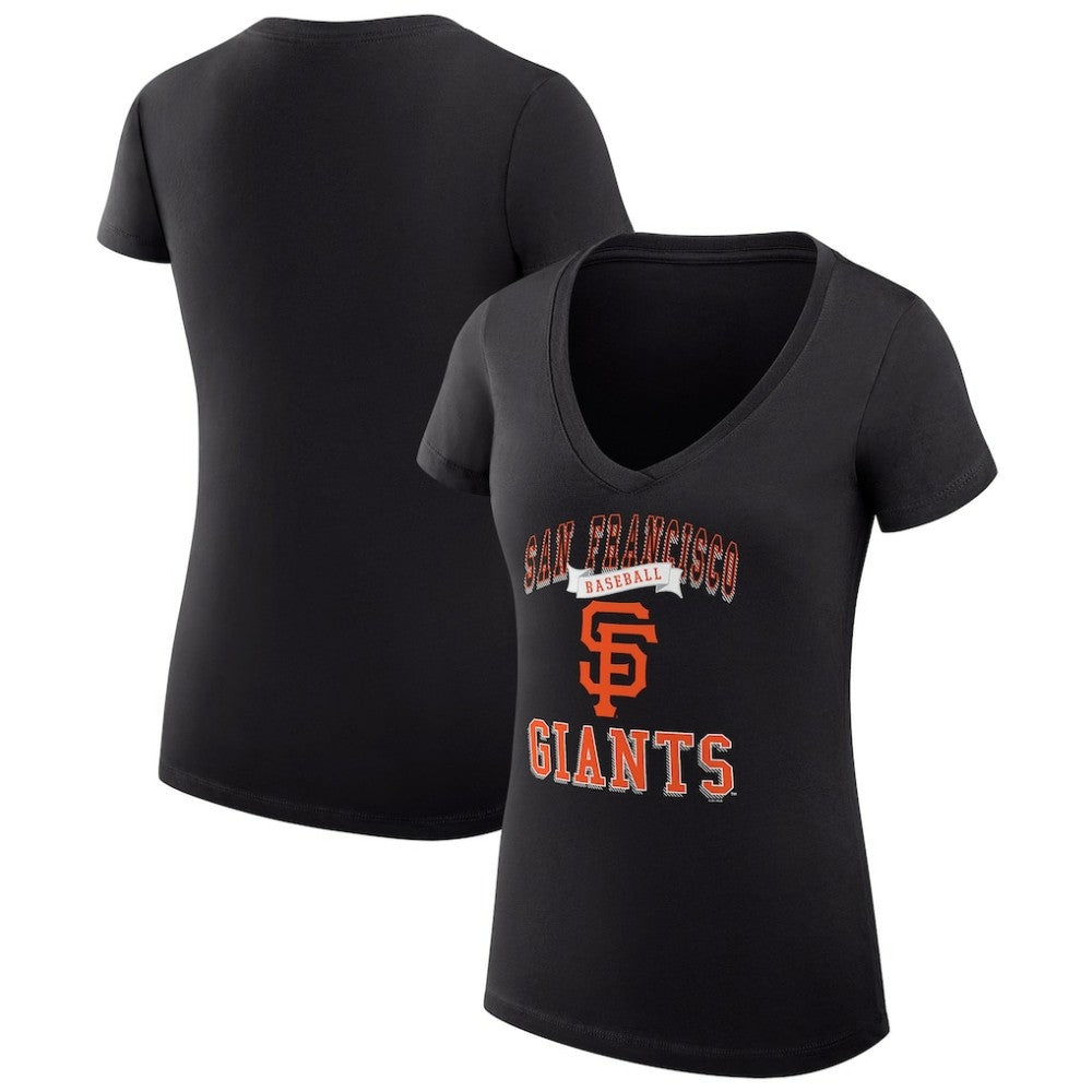 Black San Francisco Giants G-III 4Her by Carl Banks Women's Super-Slim Fit Lightweight Team Logo Graphic V-Neck T-Shirt