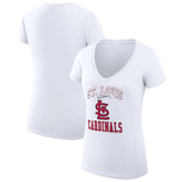 White St. Louis Cardinals G-III 4Her by Carl Banks Women's Super-Slim Fit Lightweight Team Logo Graphic V-Neck T-Shirt