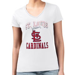 White St. Louis Cardinals G-III 4Her by Carl Banks Women's Super-Slim Fit Lightweight Team Logo Graphic V-Neck T-Shirt