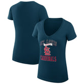 Navy St. Louis Cardinals G-III 4Her by Carl Banks Women's Super-Slim Fit Lightweight Team Logo Graphic V-Neck T-Shirt