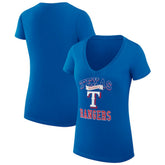 Royal Texas Rangers G-III 4Her by Carl Banks Women's Super-Slim Fit Lightweight Team Logo Graphic V-Neck T-Shirt
