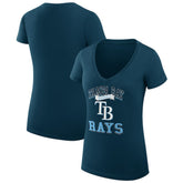 Navy Tampa Bay Rays G-III 4Her by Carl Banks Women's Super-Slim Fit Lightweight Team Logo Graphic V-Neck T-Shirt