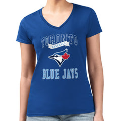 Royal Toronto Blue Jays G-III 4Her by Carl Banks Women's Super-Slim Fit Lightweight Team Logo Graphic V-Neck T-Shirt