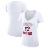White Washington Nationals G-III 4Her by Carl Banks Women's Super-Slim Fit Lightweight Team Logo Graphic V-Neck T-Shirt