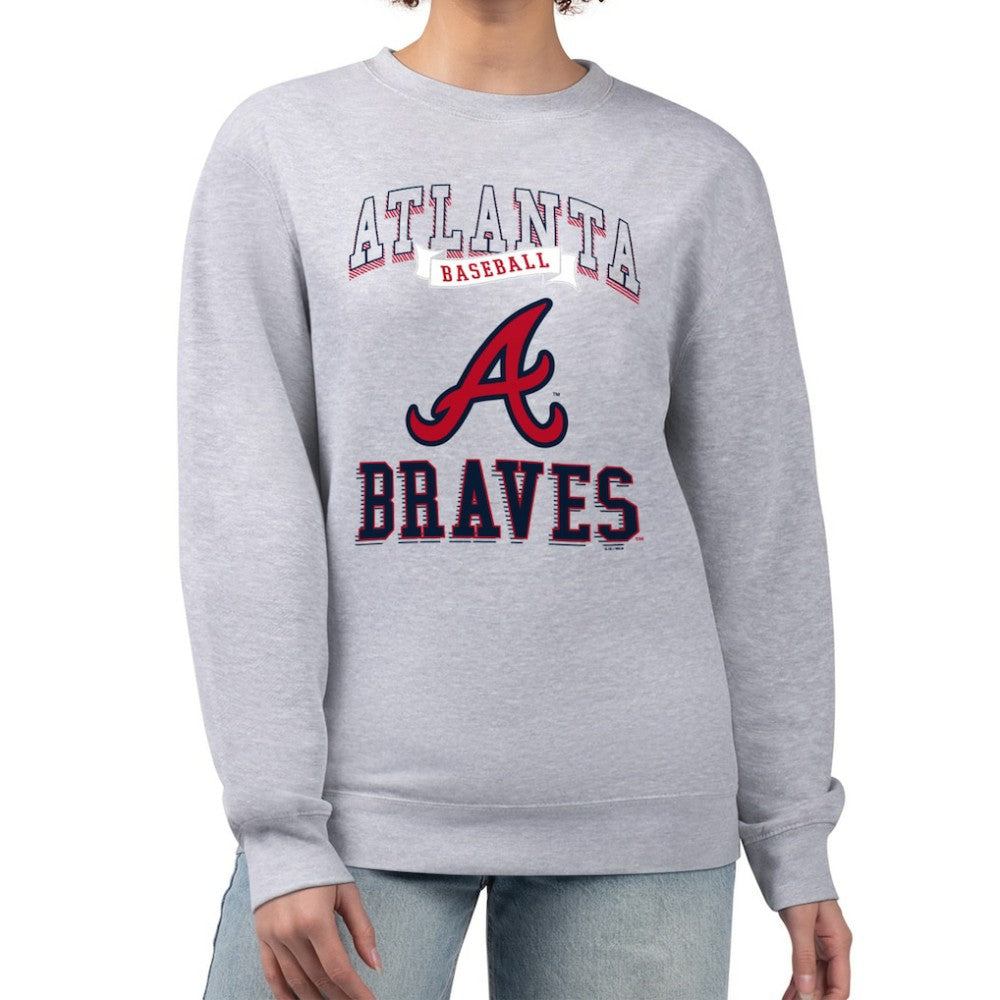 Heather Gray Atlanta Braves G-III 4Her by Carl Banks Women's Team Logo Graphic Tri-Blend Fleece Pullover Sweatshirt