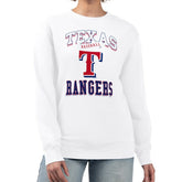 White Texas Rangers G-III 4Her by Carl Banks Women's Team Logo Graphic Tri-Blend Fleece Pullover Sweatshirt