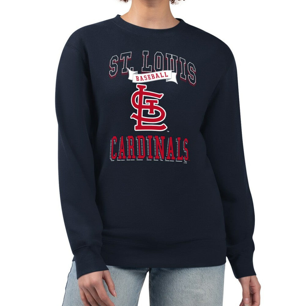 Navy St. Louis Cardinals G-III 4Her by Carl Banks Women's Team Logo Graphic Tri-Blend Fleece Pullover Sweatshirt