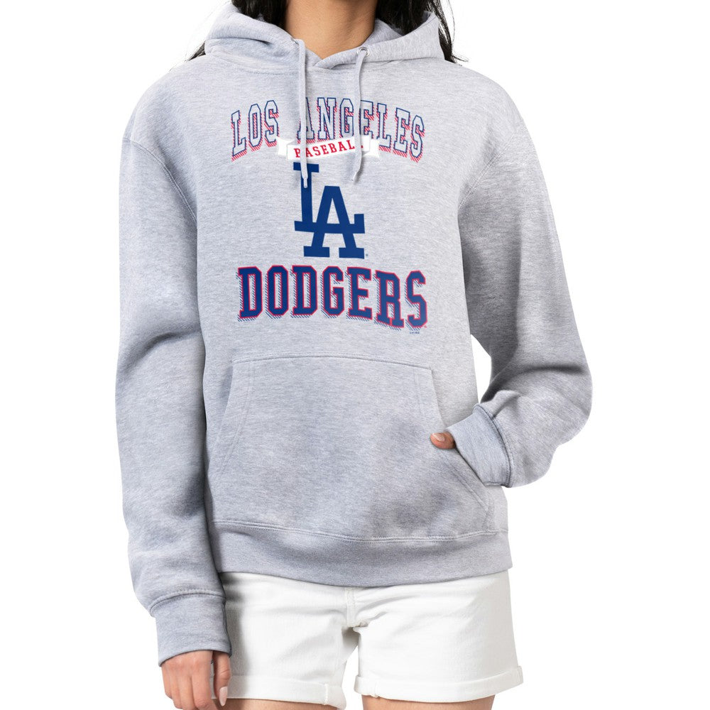 Heather Gray Los Angeles Dodgers G-III 4Her by Carl Banks Women's Team Logo Graphic Fleece Pullover Hoodie