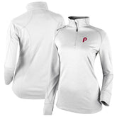 White Philadelphia Phillies Columbia Women's Cooperstown Collection Shotgun 2.0 Omni-Wick Quarter-Zip Top - White