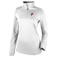 White Philadelphia Phillies Columbia Women's Cooperstown Collection Shotgun 2.0 Omni-Wick Quarter-Zip Top - White