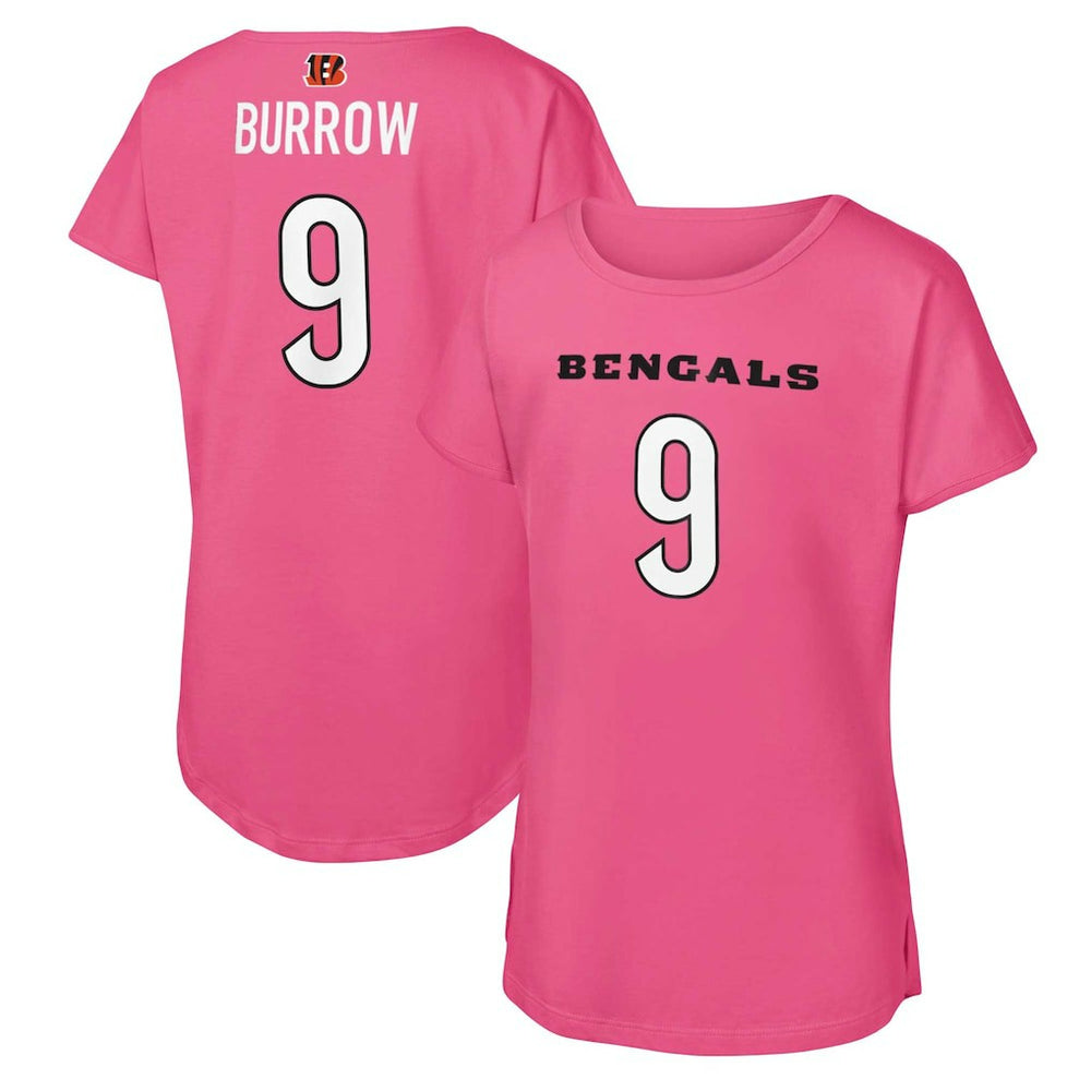 Joe Burrow Girls Youth Player Name & Number T-Shirt - Cincinnati Bengals T-shirts