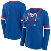 Women's Plus Size Won & Done Lace-Up V-Neck Long Sleeve T-Shirt - Buffalo Bills T-shirts