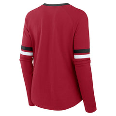 Women's Plus Size Won & Done Lace-Up V-Neck Long Sleeve T-Shirt - San Francisco 49ers T-shirts