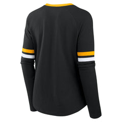 Women's Plus Size Won & Done Lace-Up V-Neck Long Sleeve T-Shirt - Pittsburgh Steelers T-shirts