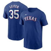 Royal Jack Leiter Texas Rangers Nike Fuse Name & Number T-Shirt