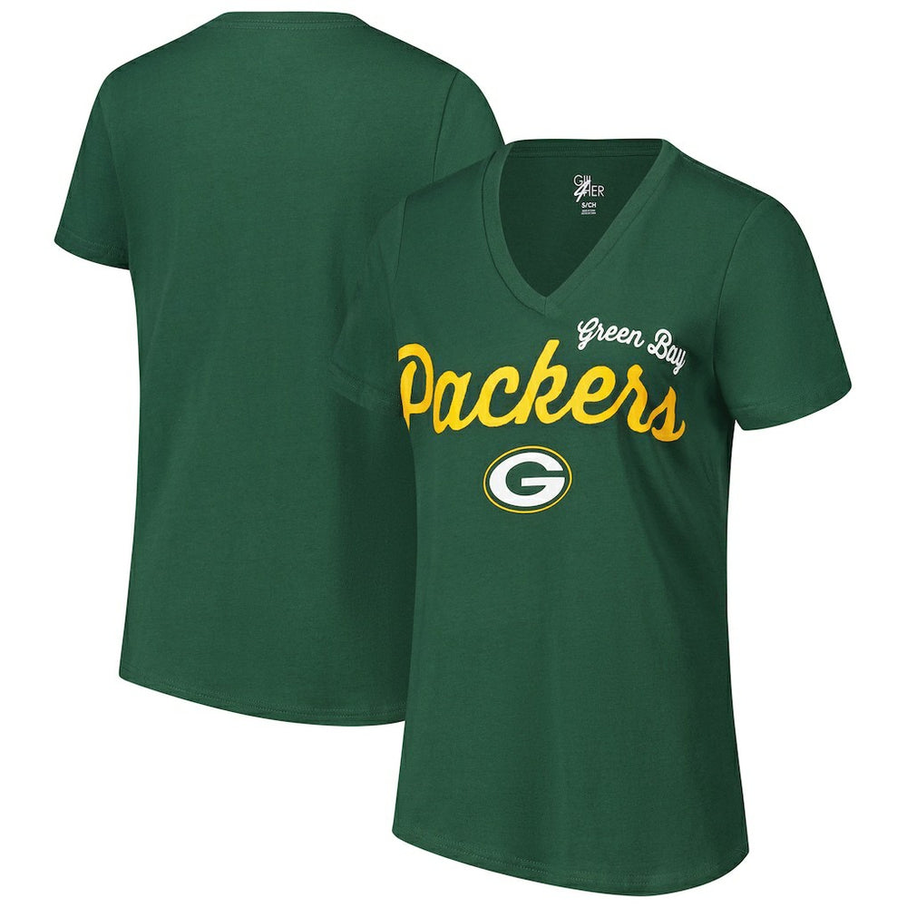 G-III 4Her by Carl Banks Women's Post Season V-Neck T-Shirt - Green Bay Packers T-shirts
