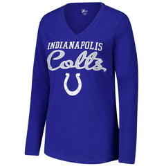 G-III 4Her by Carl Banks Women's Post Season Long Sleeve V-Neck T-Shirt - Indianapolis Colts T-shirts