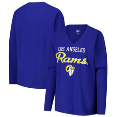 G-III 4Her by Carl Banks Women's Post Season Long Sleeve V-Neck T-Shirt - Los Angeles Rams T-shirts