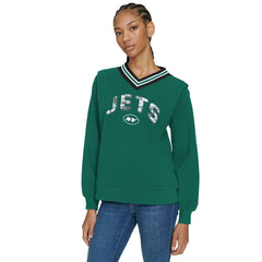 Tommy Hilfiger Women's Alice V-Neck Pullover Sweatshirt - New York Jets Pullover