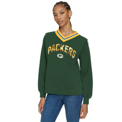 Tommy Hilfiger Women's Alice V-Neck Pullover Sweatshirt - Green Bay Packers Pullover