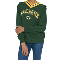 Tommy Hilfiger Women's Alice V-Neck Pullover Sweatshirt - Green Bay Packers Pullover