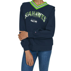 Tommy Hilfiger Women's Alice V-Neck Pullover Sweatshirt - Seattle Seahawks Pullover